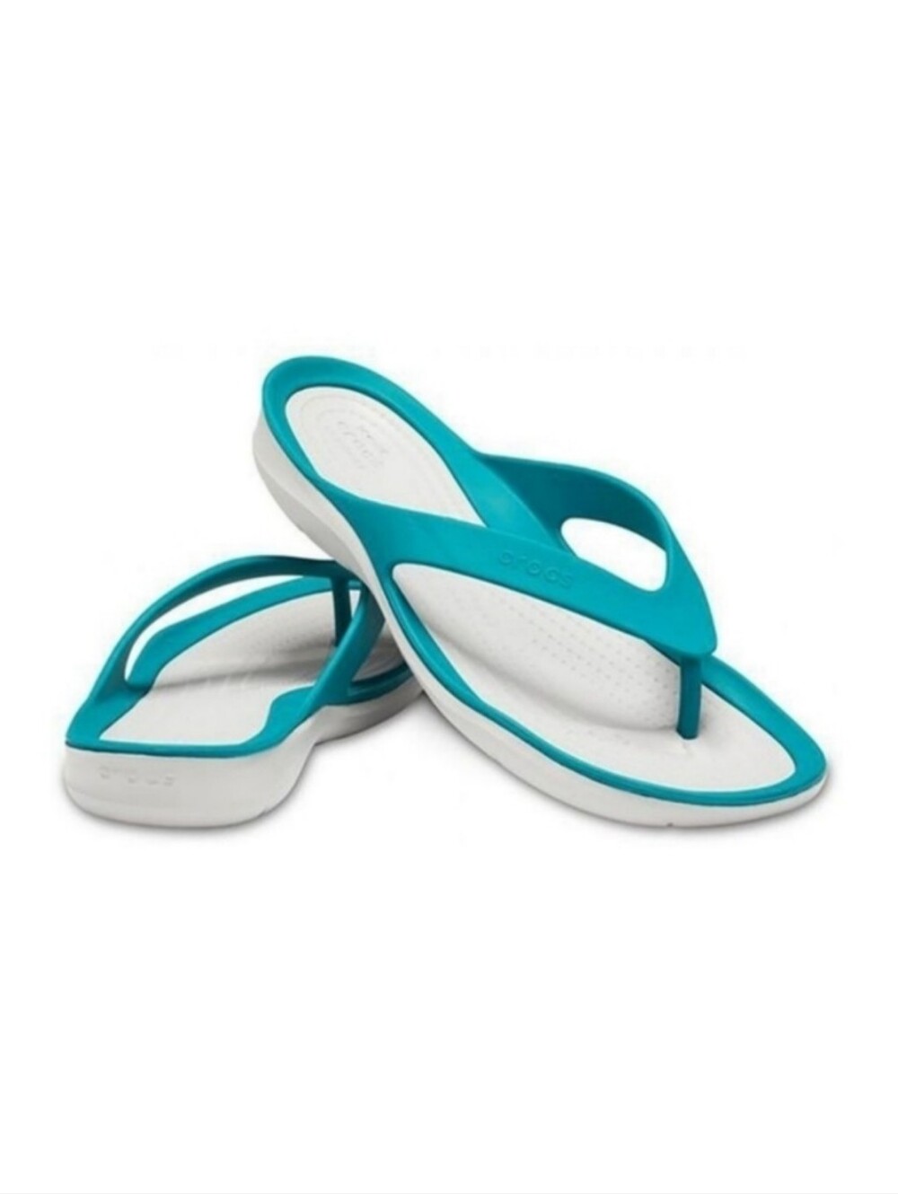 CROCS Swiftwater Teal Blue Thong Flip Flop Sandals